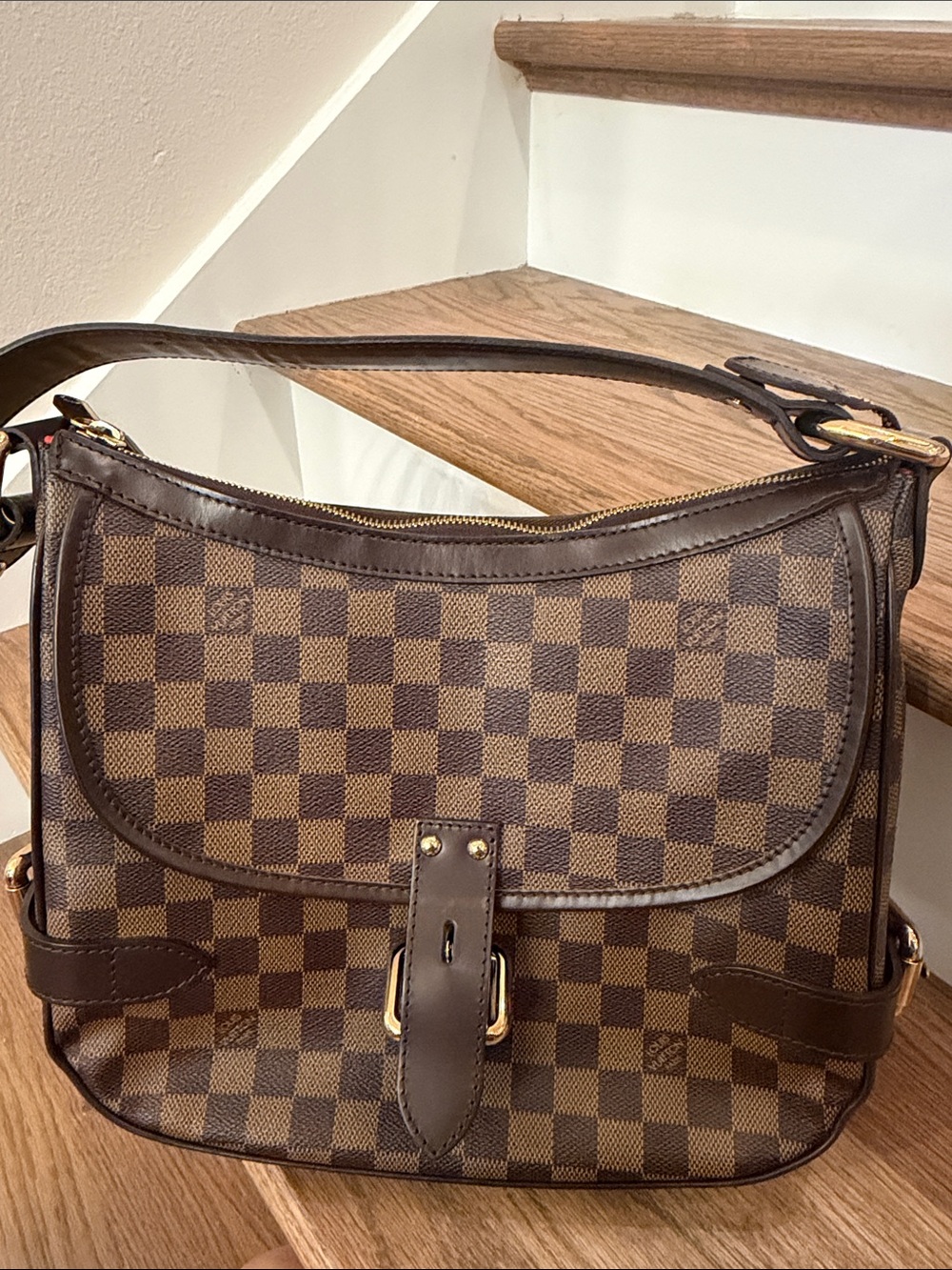LV BUCKLE BAG❤️DAMIER EBENE LOUIS VUITTON TOTE SHOULDER BAG ZIPPER LV JACKIE BAG - Picture 6 of 17